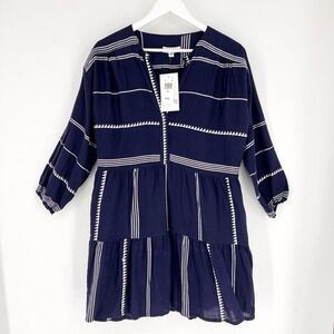 Lemlem Women's Medium Hanna Nunu Flutter Popover Cotton Preppy Dress